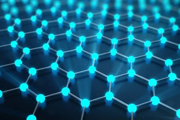 3D Rendering of Graphene atomic structure - nanotechnology background illustration. — Stock Photo, Image