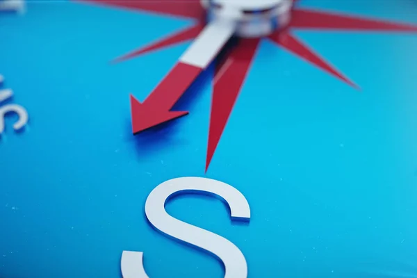Kompas richting, Blauwe Tint achtergrond, 3D-rendering — Stockfoto