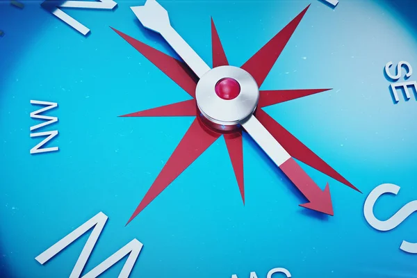 Kompas richting, Blauwe Tint achtergrond, 3D-rendering — Stockfoto