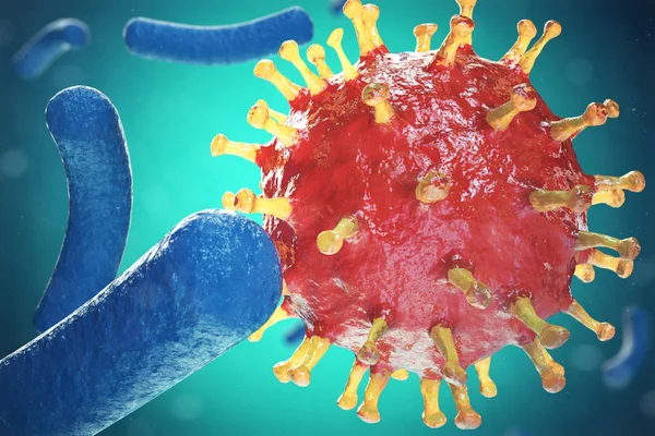 Kronisk viral hepatitinfektion, hepatitvirus i infekterade organismen. 3D illustration — Stockfoto