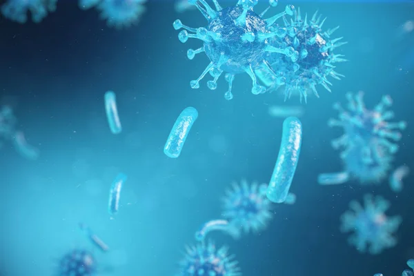 Ιογενής ηπατίτιδα προκαλώντας χρόνιας ηπατικής νόσου, τους ιούς της ηπατίτιδας. 3D απεικόνιση — Φωτογραφία Αρχείου