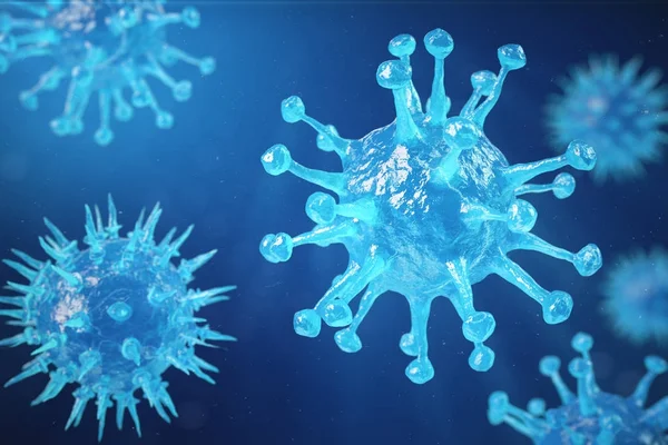 3d Virus de la ilustración, bacterias, organismo infectado por células, fondo abstracto del virus, virus de la hepatitis en el organismo infectado — Foto de Stock