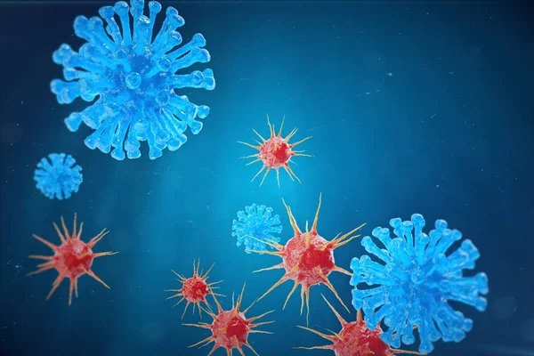 3D illüstrasyon virüs, bakteri, enfekte hücre organizma, virüs arka plan, sarılık virüsü bulaşmış canlı — Stok fotoğraf