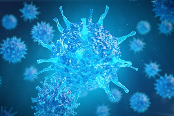 3D obrázek virus, bakterie, infikované buňky organismu, abstraktní pozadí virus, viry hepatitidy v infikovaných organismu — Stock fotografie