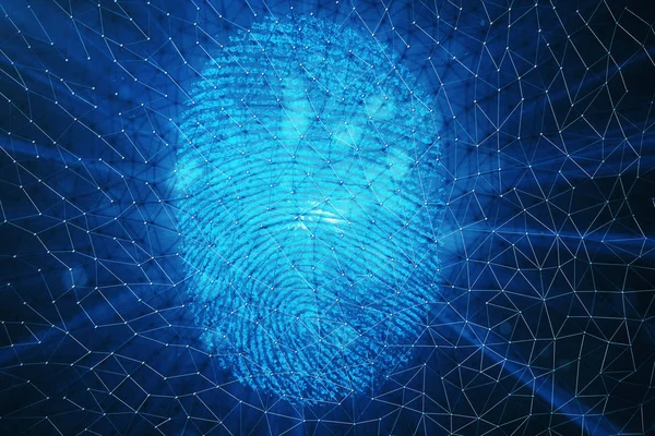 3D rendering Fingerprint Scanning Identification System. Fingerprint scan provides security access.