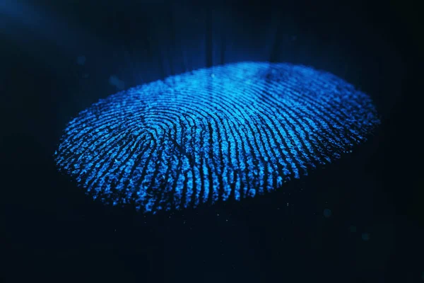 3D rendering Fingerprint Scanning Identification System. El análisis de huellas dactilares proporciona acceso de seguridad . — Foto de Stock