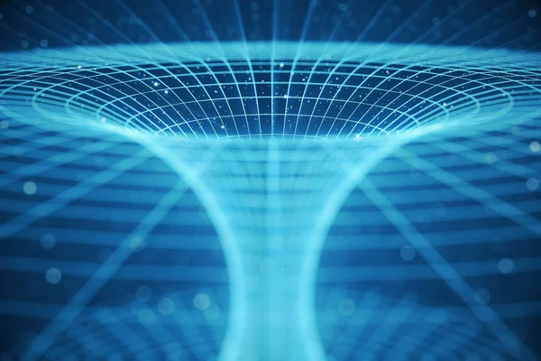 3D-ілюстрація тунелю або червоточину, тунелю, який може з'єднати один всесвіт з іншим. Абстрактна швидкість тунелю в космосі, червоточина або чорна діра, сцена подолання тимчасового простору в космосі — стокове фото