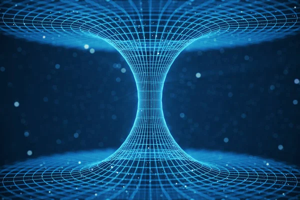 3D illustration tunnel or wormhole, tunnel that can connect one universe with another. Abstract speed tunnel warp in space, wormhole or black hole, scene of overcoming the temporary space in cosmos — Stock Photo, Image