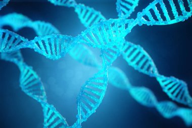3D çizim sarmal Dna molekülünün değiştirilmiş genler ile. Mutasyon genetik mühendisliği tarafından düzeltiliyor. Kavram moleküler genetik