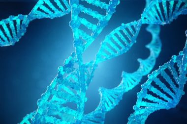 3D çizim sarmal Dna molekülünün değiştirilmiş genler ile. Mutasyon genetik mühendisliği tarafından düzeltiliyor. Kavram moleküler genetik