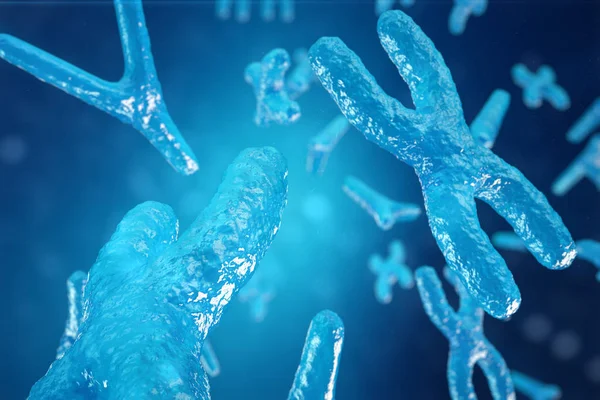 Ilustración 3D XY-cromosomas como concepto para la biología humana símbolo médico terapia génica o microbiología investigación genética — Foto de Stock