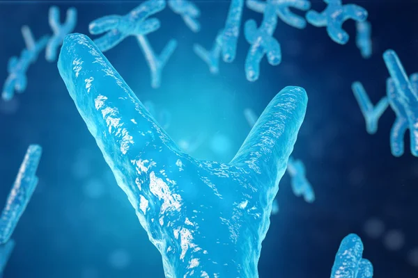 Ilustración 3D XY-cromosomas como concepto para la biología humana símbolo médico terapia génica o microbiología investigación genética —  Fotos de Stock