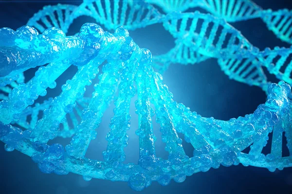 3D-ілюстрація Молекула спіральної ДНК з модифікованими генами. Корекція мутації генетичною інженерією. Концепція Молекулярна генетика — стокове фото