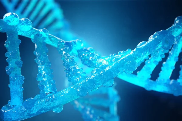 Ilustração 3D molécula de DNA de hélice com genes modificados. Corrigindo a mutação pela engenharia genética. Conceito Genética molecular — Fotografia de Stock