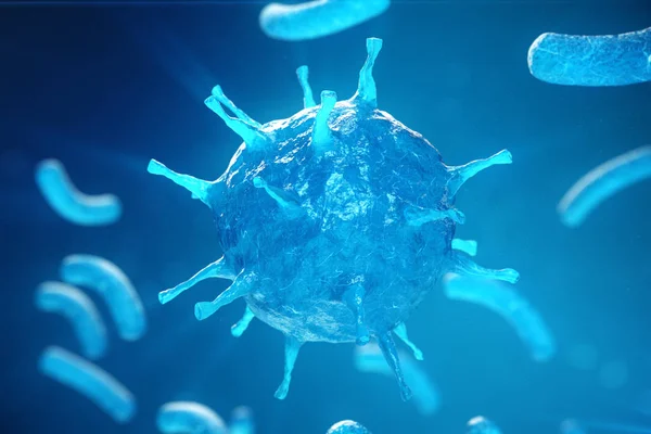 Ιογενής ηπατίτιδα προκαλώντας χρόνιας ηπατικής νόσου, τους ιούς της ηπατίτιδας. 3D απεικόνιση — Φωτογραφία Αρχείου