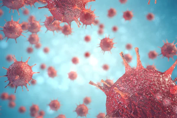 3d illustrazione virus patogeni che causano infezione nell'organismo ospite, focolaio di malattia virale, sfondo astratto del virus — Foto Stock