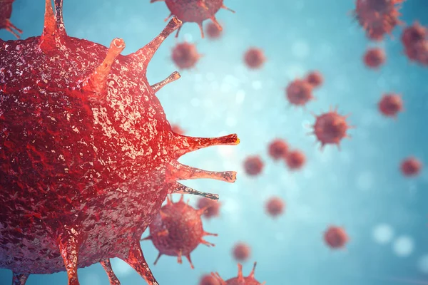 3D απεικόνιση παθογόνοι ιοί προκαλούν μόλυνση σε οργανισμό-ξενιστή, ιογενής νόσος ξέσπασμα, ιός αφηρημένα φόντο — Φωτογραφία Αρχείου