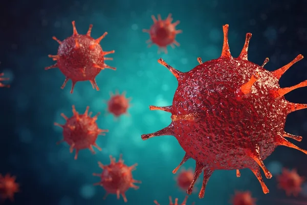 Illustration 3d virus pathogènes causant une infection dans l'organisme hôte, Éclosion de maladie virale, fond abstrait du virus — Photo
