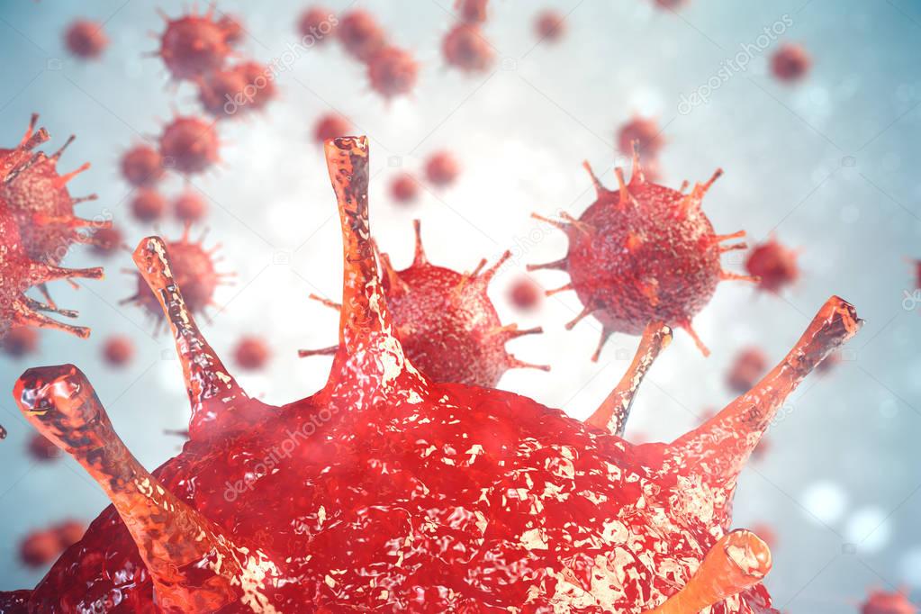 3d illustration virus, bacteria, cell infected organism, virus abstract background