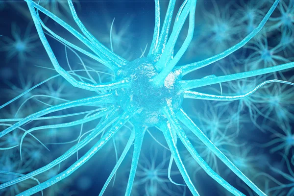 Conceptual Illustration Neuron Cells Glowing Link Knots Synapse Neuron Cells — Stock Photo, Image