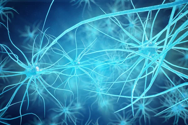 光るリンク ノットとニューロン細胞の概念図 シナプスや神経細胞の電気化学的な信号を送信します イラストレーション電気パルスを相互接続された神経細胞のニューロン — ストック写真