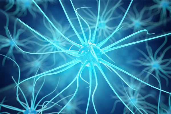 Conceptual Illustration Neuron Cells Glowing Link Knots Synapse Neuron Cells — Stock Photo, Image