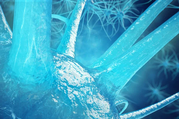 Konzeptionelle Illustration Von Nervenzellen Mit Glühenden Gliederknoten Synapsen Und Neuronenzellen — Stockfoto