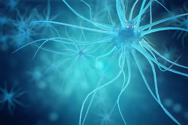 光るリンク ノットとニューロン細胞の概念図 シナプスや神経細胞の電気化学的な信号を送信します イラストレーション電気パルスを相互接続された神経細胞のニューロン — ストック写真
