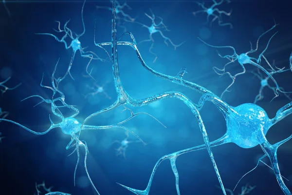 Conceptual Illustration Neuron Cells Glowing Link Knots Synapse Neuron Cells — Stock Photo, Image