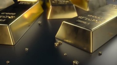 İnce altın 1000 gram altın dağınık parçaları ile katta Bar. Servet kavramı