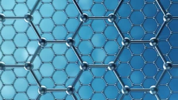 Наноструктурируемая анимация атома Графена. Нанотрубки в форме медовых сот. Концепция нанотехнологий и наук . — стоковое видео