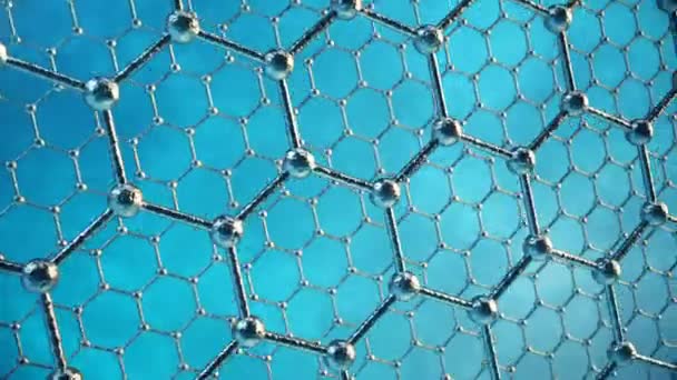 Grafeen atoom nanostructuur loopbare animatie. Nanobuis in de vorm van honingraat. Concept nanotechnologie en Wetenschappen. — Stockvideo