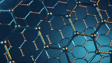Grafin atom nanostructure loopable animasyon. Nanotüp bal peteği şeklinde. Kavram nanoteknoloji ve Bilimleri. 4 k 3d animasyon