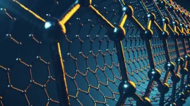 Grafin atom nanostructure loopable animasyon. Nanotüp bal peteği şeklinde. Kavram nanoteknoloji ve Bilimleri. 4 k 3d animasyon
