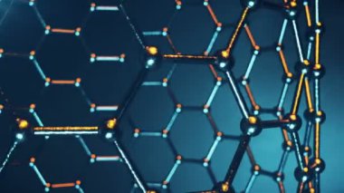 Grafin atom nanostructure loopable animasyon. Nanotüp bal peteği şeklinde. Kavram nanoteknoloji ve Bilimleri. 4 k 3d animasyon