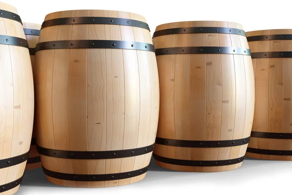 Illustration Wooden Barrels Wine Isolated White Background Alcoholic Drink Wooden — Stock Photo, Image