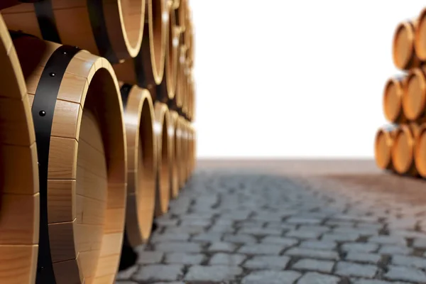 Illustration Background Wooden Barrels Wine Alcoholic Drink Wooden Barrels Wine — Stock Photo, Image