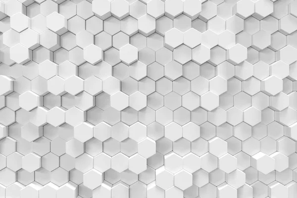 Fondo Abstracto Hexagonal Geométrico Blanco Renderizado — Foto de Stock