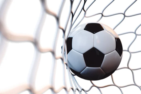 Rendering Voetbal Doel Beweging Voetbal Net Beweging Geïsoleerd Een Witte — Stockfoto