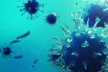 3d çizim viral enfeksiyon kronik hastalık neden. Sarılık virüsü, grip virüsü H1n1, grip, hücre organizma, AIDS'e bulaştırmak. Virüs arka plan.