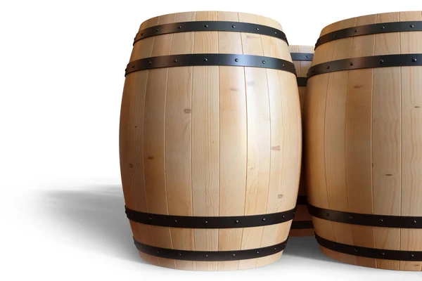 Illustration Wooden Barrels Wine Isolated White Background Alcoholic Drink Wooden — Stock Photo, Image