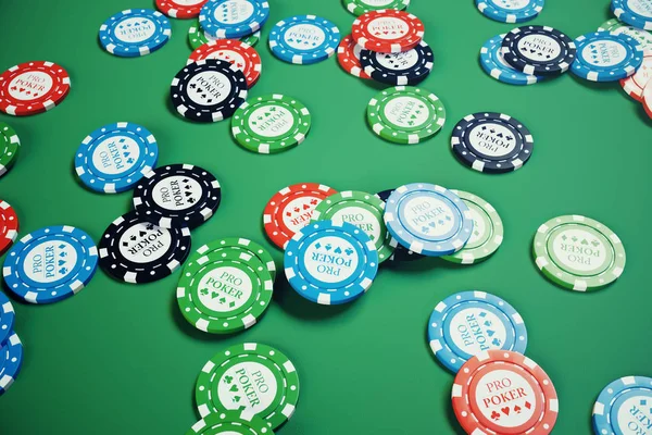 Illustration Playing Chips Cards Money Casino Game Green Table Real — Stock Photo, Image