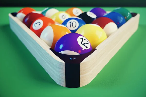 Illustration Recreation Sport Billiards Balls Green Billiards Table Billiard Sport — Stock Photo, Image