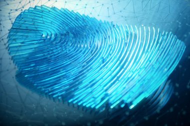 3D illustration Fingerprint scan provides security access with biometrics identification. Concept Fingerprint protection clipart