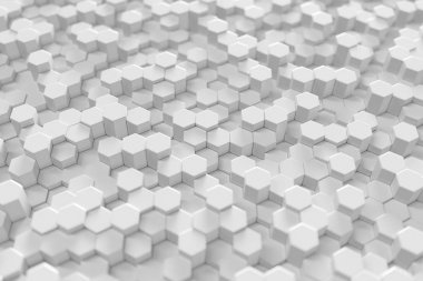 Beyaz geometrik altıgen arka plan. 3D render