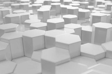 Beyaz geometrik altıgen arka plan. 3D render