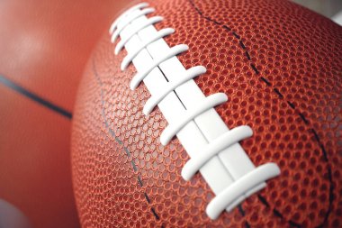 3D render spor topları ahşap backgorund. Spor topları kümesi. Elbiseler ve donatım gibi ABD futbol, basketbol, beyzbol, tenis, golf topu için takım ve bireysel eğlence için oynamak ve sağlığını geliştirmek