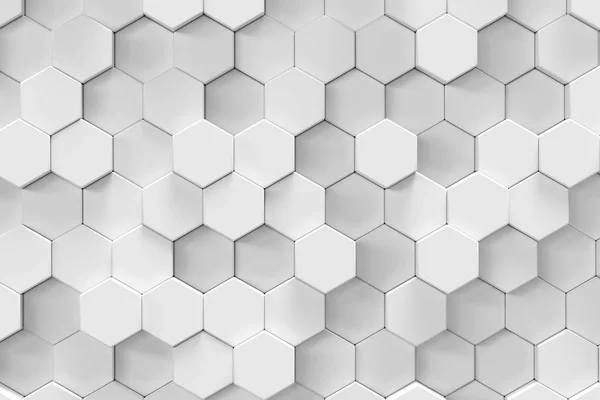 Fundo Abstrato Hexagonal Geométrico Branco Renderização — Fotografia de Stock