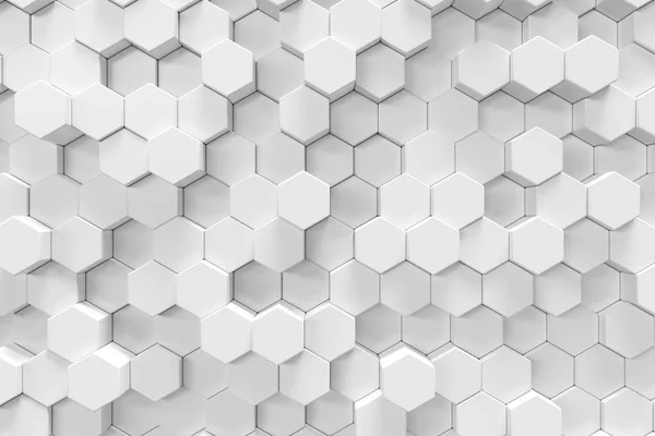Sfondo Geometrico Bianco Esagonale Astratto Rendering — Foto Stock