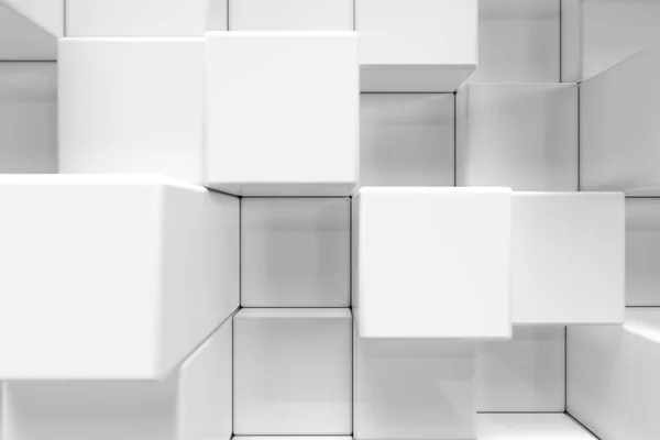 Cubo Geometrico Bianco Cubico Scatole Quadrati Formano Sfondo Astratto Blocchi — Foto Stock